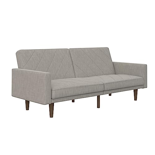 DHP Furniture Paxson Clic Clac Sofabed, Linen Light Grey, (H) 82 x (W) 200 x (D) 86 cm