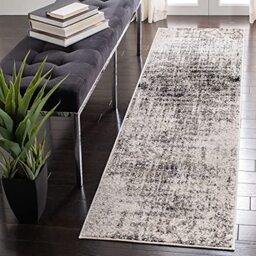 Safavieh Modern Rug for Living Room, Dining Room, Bedroom - Adirondack Collection, Short Pile, in Silver and Black, 76 X 183 cm