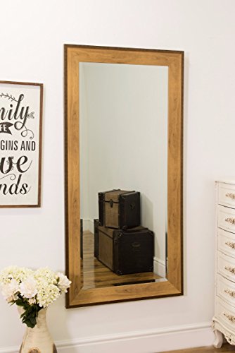 Large Gold Bronze edge Full Length Wall Mirror 5ft3 x 2ft9 (161cm x 80cm)