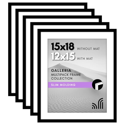 Americanflat 15x18 Picture Frame Set of 5 in Black - Classic Gallery Wall Frames with Plexiglass Cover and Easy-to-Open Turn Buttons