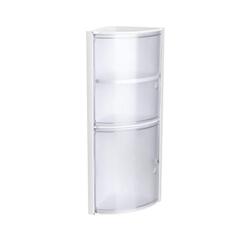 TATAY Bathroom Storage Corner Cabinet with 2 Doors - Wall Fixing with or without Screws - Polypropylene - Screws Included - Easy to Clean - Holds up to 8 kg - Durable Plastic - 20x20x62.5 cm - Glaçé