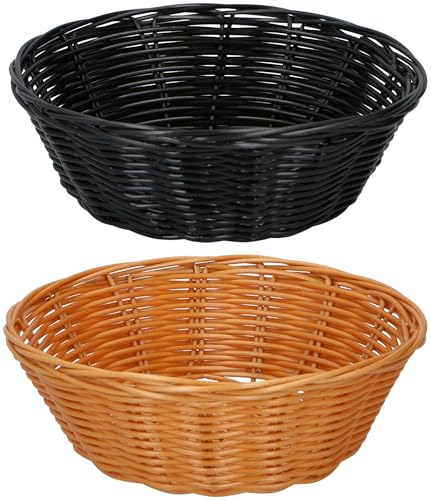 Alpina Baskets 13.5 x 7 cm in brown/black reed 2 pieces