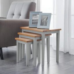 Julian Bowen Cleo Nest of Tables, Set of 3, Grey & Oak - H46 x W48 x D33cm