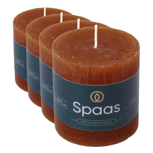 Spaas Rustic Pillar Candle 70/70 mm 25h, Bordeaux (Pack of 4)