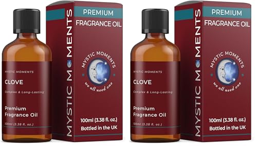 Mystic Moments - Clove Fragrance Oil - 100ml - Perfect for Soaps, Candles, Bath Bombs, Oil Burners, Diffusers and Skin & Hair Care Items (Pack of 2)