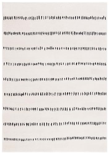 Safavieh Melody Collection Striped Area Rugs for Living Room Dining Room Bedroom Short Pile Ivory and Black 3ft x 5ft