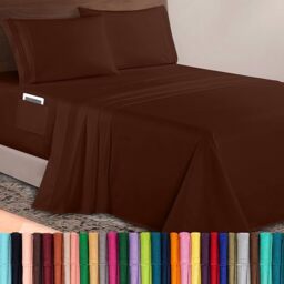 Elegant Comfort Luxurious 1500 Premium Hotel Quality Microfiber 4-Piece Sheet Set, 18-24 Inches Deep - Extra Deep Pocket Sheets - Ultra Soft 4PC Deep Pocket Sheets, California King, Chocolate Brown