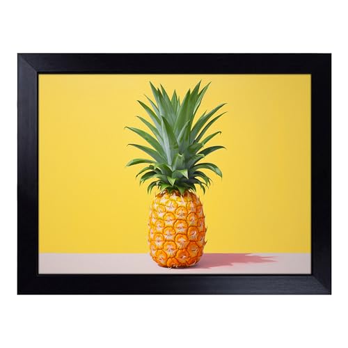 Lap Tray with Bean Bag Cushion, Pineapple Minimalism - Handmade in the UK, Raised Wooden Edge, Padded Cushion, Heat-Resistant Wipe-Clean Surface, for Meals, Laptops and Crafts