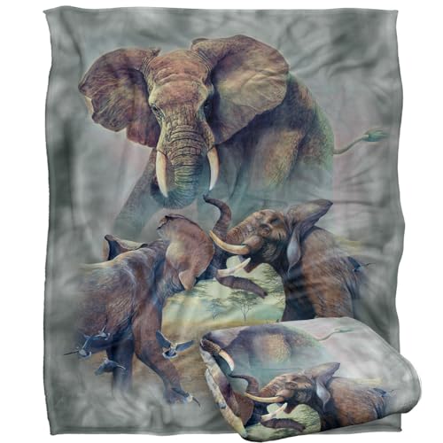 Jq Licensing - Jmm-Jp Elephants Fighting Silky Touch Super Soft Throw Blanket 152 X 127 Cm