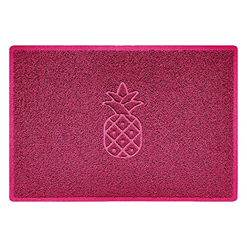 Nicoman Pineapple Embossed Shape Door Mat Dirt-Trapper Washable Barrier Doormat-(Use Indoor or Sheltered Outdoor)-(90x60cm/3x2ft,Large) Pink
