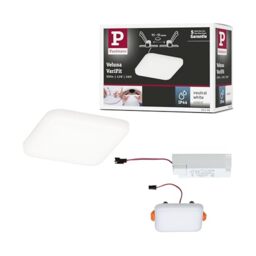 Paulmann 92396 LED Panel recessed luminaire Veluna VariFit IP44 Neutral White 75x75mm Rectangular incl. 1x4.5 watt Ceiling luminaire Satin Ceiling lamp Plastic Living Room lamp 4000 K