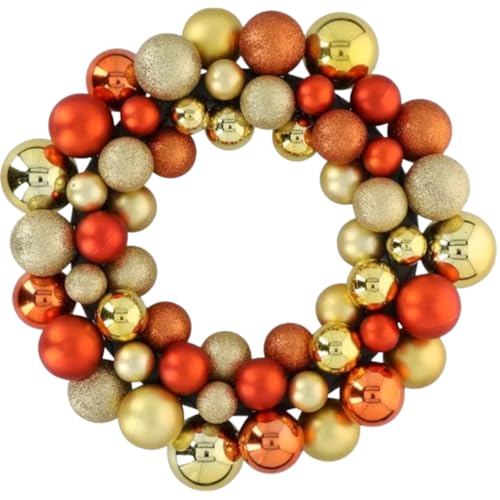 Christmas Wreath 36 cm, Willow Wreath Door Wreath with 55 Christmas Baubles, Christmas Decoration Wreath Blank Outside or Inside, Christmas Wreath Made of Plastic, Door Wreath Christmas Outside