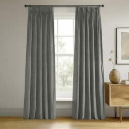 HPD Half Price Drapes Velvet Blackout Curtains/Drapes - 120 Inches Long 1 Panel Blackout Curtain Signature Pleated For Living Room & Bedroom - 25W X 120L, Silver Grey