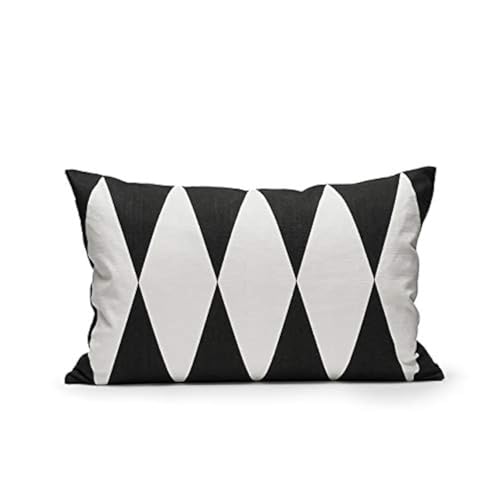 Decoration Cushion 60 x 40 cm - Harlequin - Black/White