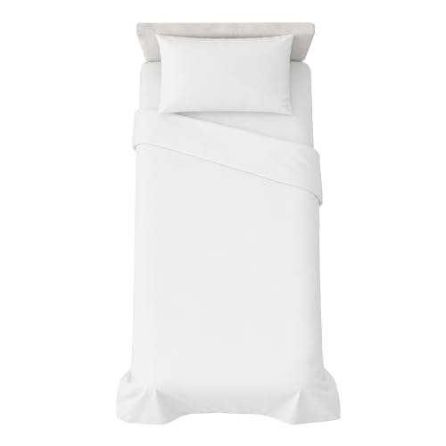 hermet 3-Piece Plain Single Bed Sheet Set, Fitted Sheet, Flat Sheet, Pillowcase 50 x 80 cm, 30 cm Corner, Soft Microfibre, Oekotex Certified, No Iron