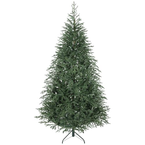 HOMCOM 7 ft Artificial Christmas Tree, 2942 Realistic Dense Branches, Green - Full Spruce, Hinged Xmas Tree, Metal Stand, Easy Assembly