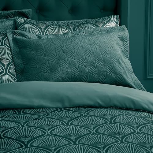 Catherine Lansfield Art Deco Pearl Quilted Pillow sham Pair Teal Green