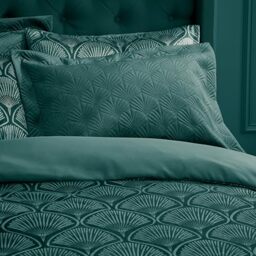 Catherine Lansfield Art Deco Pearl Quilted Pillow sham Pair Teal Green