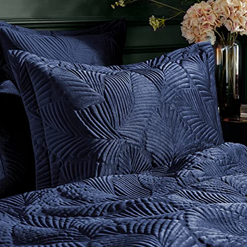 Paoletti Palmeria Oxford Pillowcase, Polyester, Cotton, Navy