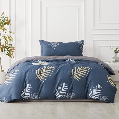 SAPHREAS 2pcs Duvet Cover Set Pure Olive-Green Cotton Twin Size