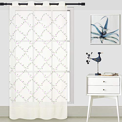 ForenTex N-0582 Embroidered Floral Decorative Curtains for Windows/Doors Polyester, Lavanta 145 x 260 cm