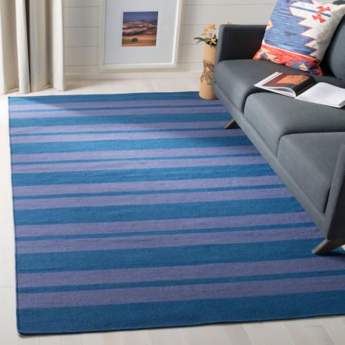 Safavieh Contemporary Indoor Flatweave Rectangle Area Rug, Dhurrie Collection, DHU203, in Turquoise / Lavander, 152 X 244 cm for Living Room, Bedroom or Any Indoor Space