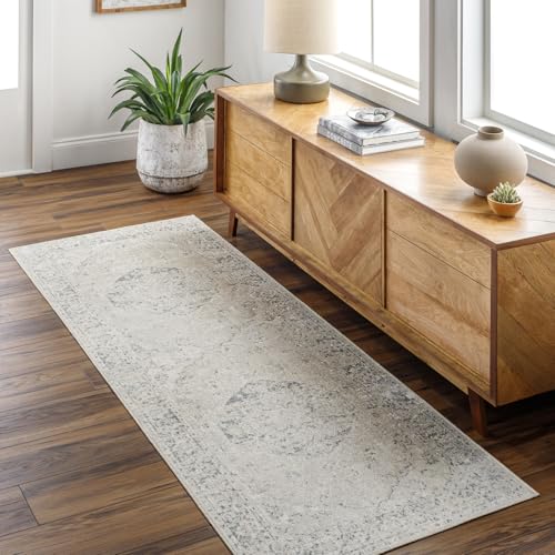 Livabliss Titaf Machine Washable Runner 80x220 cm – Vintage Boho Style, Traditional Pattern, Easy-Care Washable, Ideal for Living Room, Kitchen, Hallway, Outdoor – Dark Beige, Grey, Blue, Brown