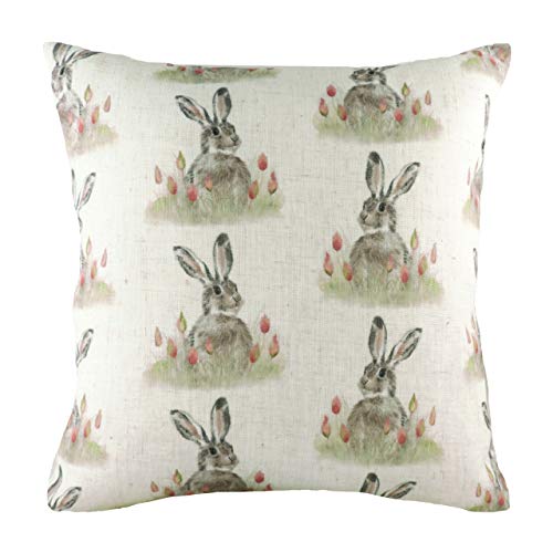 Evans Lichfield Hedgerow Hare Repeat Polyester Filled Cushion, White, 43 x 43cm