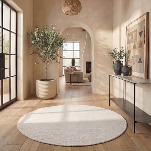 Safavieh Contemporary Rug for Living Room, Dining Room, Bedroom - Abstract Collection, Short Pile, in Ivory, 180 x 180 cm