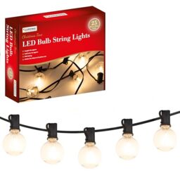 The Christmas Workshop 73709 LED Globe String Lights / 25 x Outdoor Christmas Lights / IP44 Waterproof/Connectable Design/Warm White Light Colour