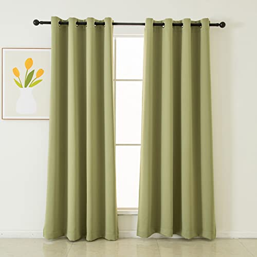 "Pickluc Grommet Blackout Curtains 96 Inches Long 2 Panels, Light Blocking Window Drapes for Living Room, Thermal Insulated, Noise Reduction, Sage Green, 52"" Wide x 96"" Length"