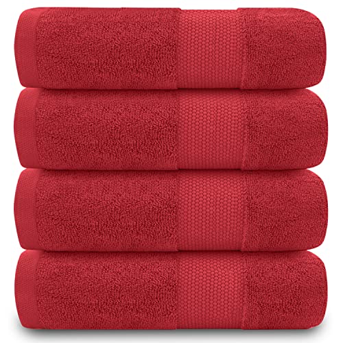 Gaveno Cavailia Egyptian Cotton Thick Absorbent 700 GSM Miami Hand Towel [ Pack of 4-Wine (50x85 cm)