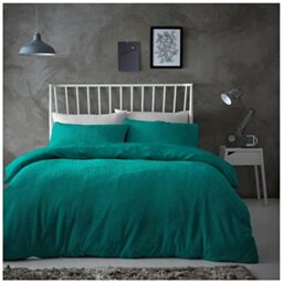 Gaveno Cavailia Popcorn Double Duvet Set Teal, Honeycomb Waffle Weave Bedding, 3 Piece Teddy Flannel Fleece Reversible Bedlinen, Easy Care DuvetCover Bedset, 1 Quilt Cover and 2 Pillow Cases