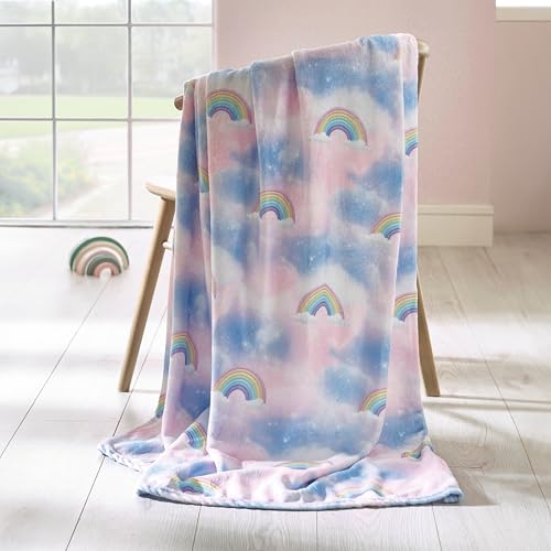Catherine Lansfield Candy Unicorn Cosy Fleece 130x170cm Blanket Throw Pink