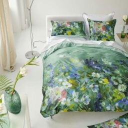 Designers Guild Gladys Blossom Printed Cotton Satin Duvet Cover, 260 x 240 cm, Medium Green