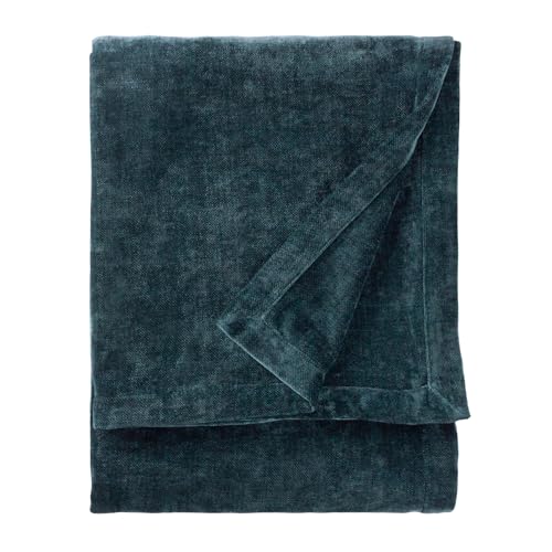Furn Yard Heavy Chenille Throw – Luxury Soft Velvet Decorative Blanket for Bed or Sofa (Navy - 130x180cm)