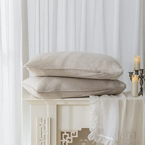 Linen Pillowcases Set of 2, 20x30 inches, French Natural Wash, Envelope Closure
