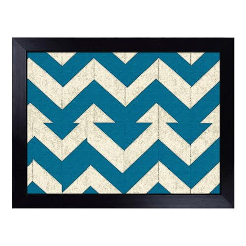 Lap Tray with Bean Bag Cushion, Chevron Pattern - Handmade in the UK, Raised Wooden Edge, Padded Cushion, Heat-Resistant Wipe-Clean Surface, for Meals, Laptops and Crafts