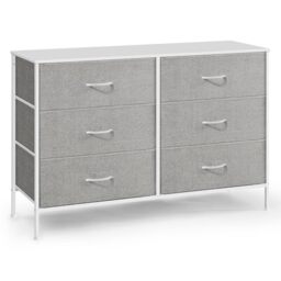 SONGMICS Chest Bedroom, 5 Fabric Drawers, Storage Organiser Unit, 40 x 60 x 120 cm, Modern Style, White and Light Grey LTS815W01, 40 x 117 x 77.5 cm
