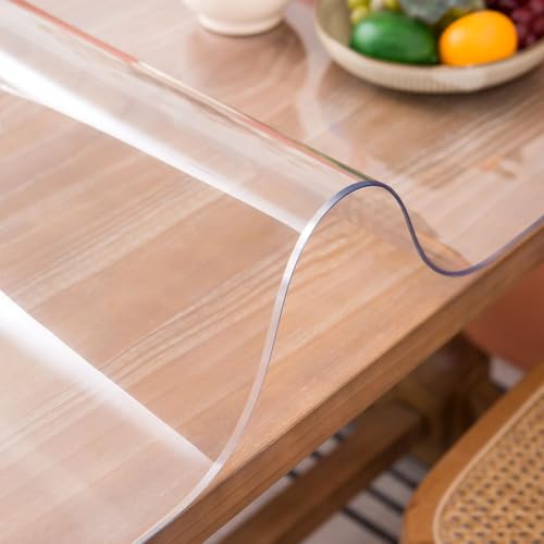 Whirltique Clear Table Cover Protector, 40 x 112 Inch Table Protector for Dining Room Table, 1.5mm Thick Clear Plastic Table Cover, Table Pad Mat for Kitchen, Writing Desk Pad for Desktop