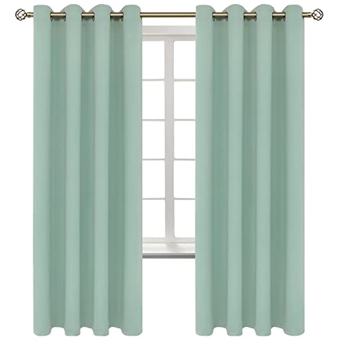 BGment Blackout Curtains - Grommet Thermal Insulated Room Darkening Bedroom and Living Room Curtains, Set of 2 Panels (52 x 72 Inch, Frosty Green)