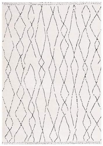 Safavieh Boho Rug for Living Room, Dining Room, Bedroom - Melody Collection, Short Pile, Ivory and Black, 122 x 183 cm