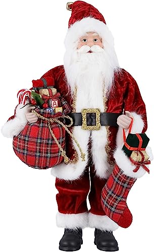 Himaly 17 Inch Santa Claus Figurine Decorations Large Standing Santa Doll Christmas Decorations for Home, Room, Shop