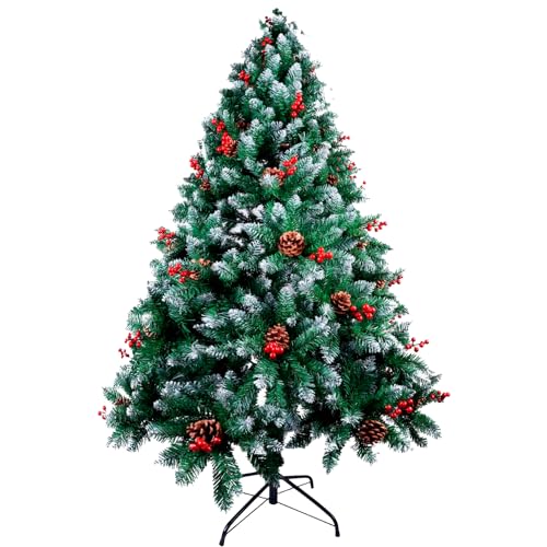 Natural Green Christmas Tree with Snow and Red Berries, Snowy Christmas Tree, Optional Christmas Lights, Christmas Tree Decoration to Your Taste, Chistmas Tree