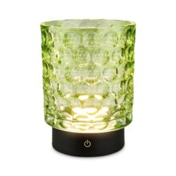BRILONER - LED Table Lamp Cordless IP44, Glass Body, Touch, Dimmable, Rechargeable Battery & Light Source Replaceable, Bedside Light, Candle Lamp, Decorative Lamp, Christmas Lights, 15x11cm, Green