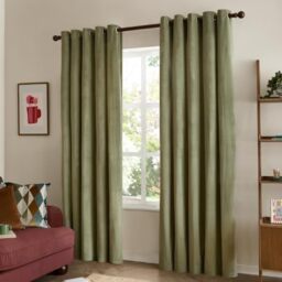 furn. The Ultimate Velvet Blackout Eyelet Curtain Pair (Green - 168x229cm)
