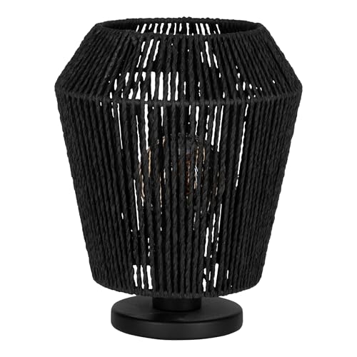 Eglo Table lamp Persley, Bedside lamp, Room Decoration Bedroom, Living Room Lighting Made of Metal and Braided Paper, with Switch, FSC-Certified, E27 Socket