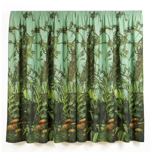 Rapport T Rex Pencil Pleat Curtains Pair 66 x 72 inches Fully Lined Jurassic Dinosaur