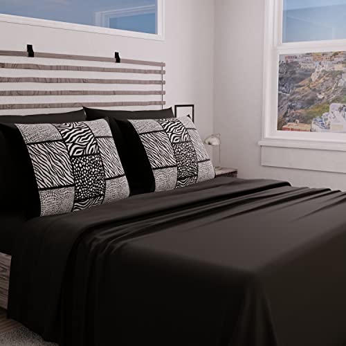 PETTI Artigiani Italiani - Complete Bed Set, Double Sheets, Zebrato Sheets, Double Bed Set, Printed on Pillowcases Only 100% Made in Italy