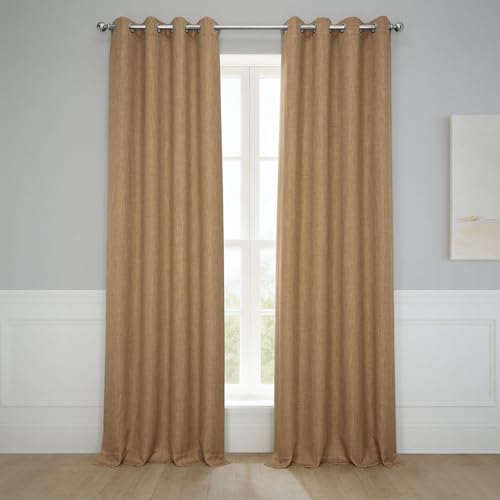 HPD Half Price Drapes Grommet Linen Curtains 96 Inches Long Room Darkening Curtains for Bedroom & Living Room (1 Panel), 50W x 96L, Butterscotch